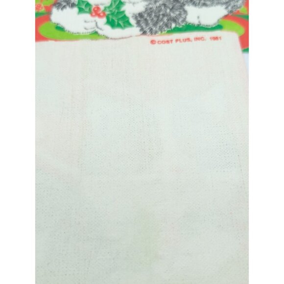 Vth 1981 Cost Plus inc 10 Napkins paper Square Red Cat Holly Christmas READ - Picture 13 of 16